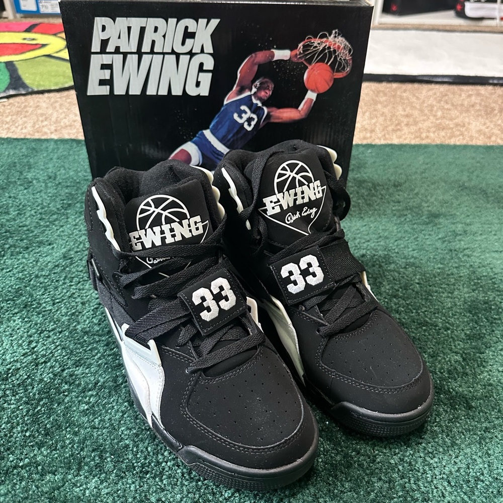 Men’s Ewing Concept- Hi Black and White Basketball Sneakers